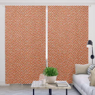 Terracotta Brown Squiggly Chevron Zigzag Pattern Blackout Curtains