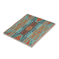 Terracotta Brown Turquoise Blue Ethnic Tribe Art