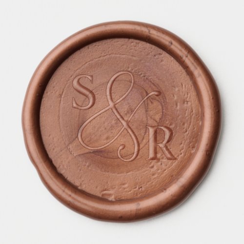 Terracotta Brown wedding wax seal with initials Sticker