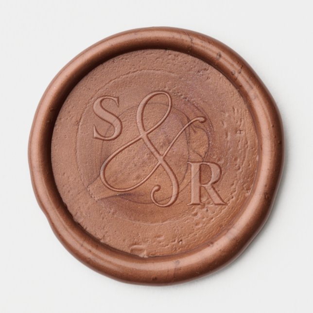 Terracotta Brown wedding wax seal with initials Sticker (Front)