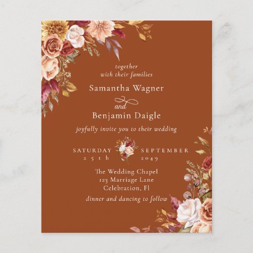 Terracotta Budget Autumn Fall Floral Wedding