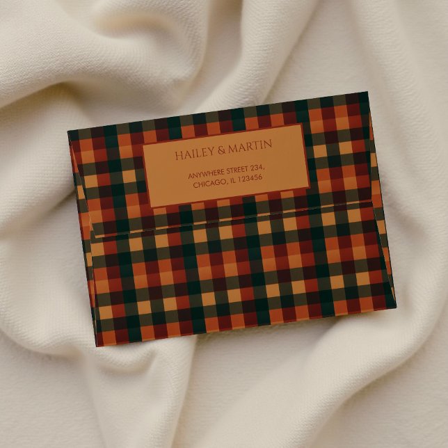 Terracotta Buffalo Plaid Return Address  Rustic  Envelope (Creator Uploaded)