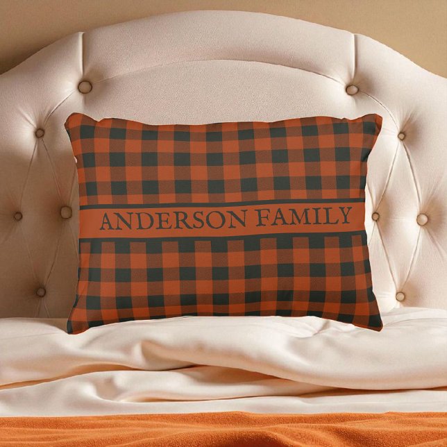 Terracotta Buffalo Plaid Rustic Pattern Decor Accent Pillow (Creator Uploaded)