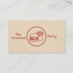 Terracotta Burger French Fry Circle Stamp Canvas Business Card