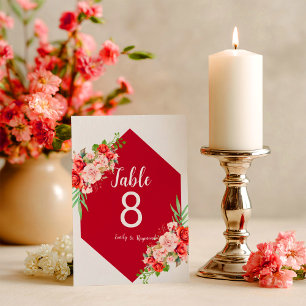 Terracotta Burgundy Blush Floral Table Number