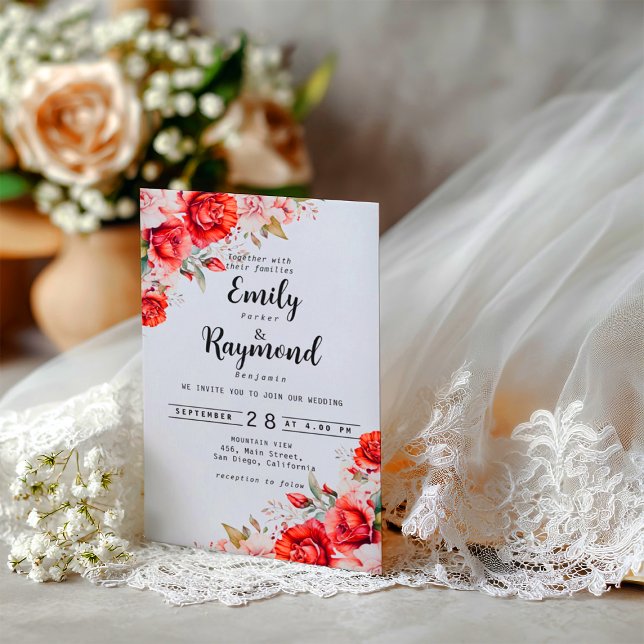 Terracotta Burgundy Blush Floral Vellum Overlay Invitations (Creator Uploaded)