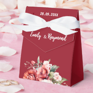 Terracotta Burgundy Blush Floral Wedding  Favor Boxes