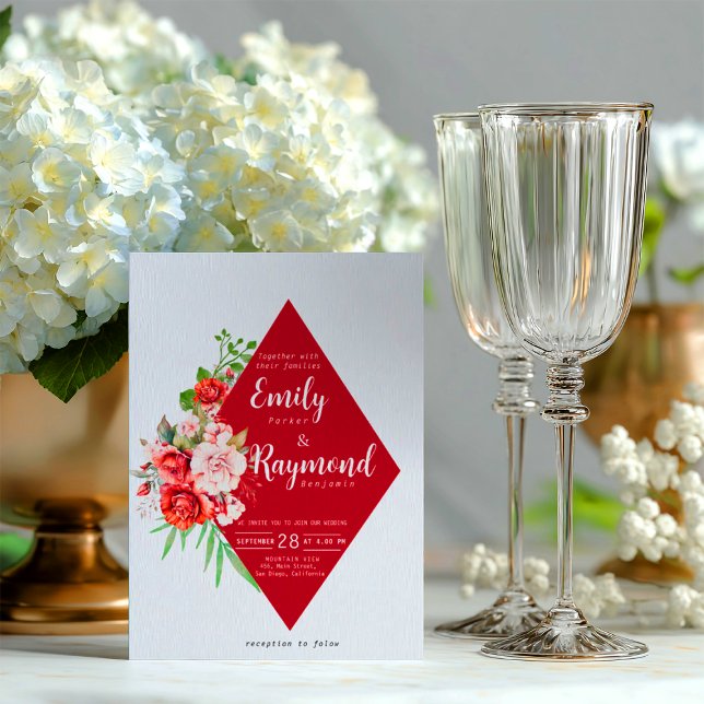 Terracotta Burgundy Blush Floral Wedding  Invitation (Creator Uploaded)