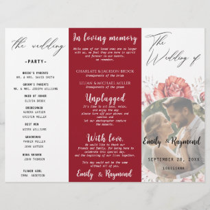 Terracotta Burgundy Blush Floral Wedding Program