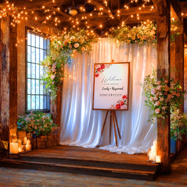 Terracotta Burgundy Blush Floral Wedding Welcome  Foam Board (Creator Uploaded)
