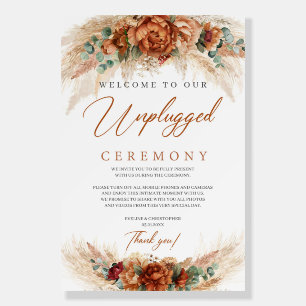 Terracotta burgundy greenery unplugged ceremony foam board