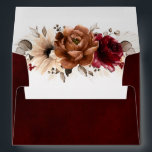 Terracotta Burgundy Mauve Floral Geometric Wedding Envelope<br><div class="desc">Elegant Burgundy Red,  Terracotta ,  Orange earthy floral theme wedding envelope featuring elegant bouquet of Burgundy,  Terracotta color roses peonies  and green eucalyptus leaves. Please contact me for any help in customization or if you need any other product with this design.</div>