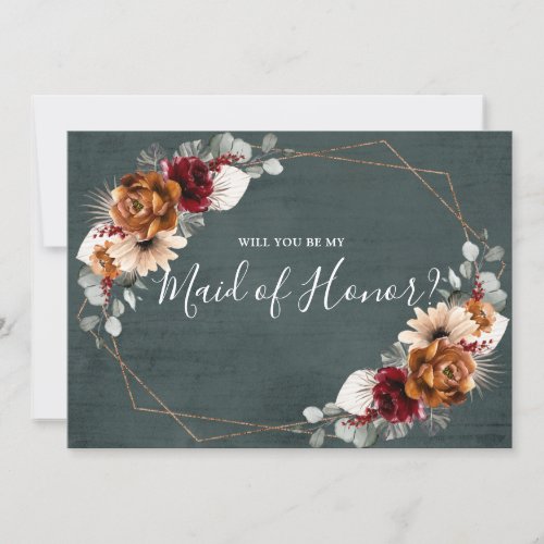 Terracotta Burgundy Will You Be My Maid of Honor   Invitation