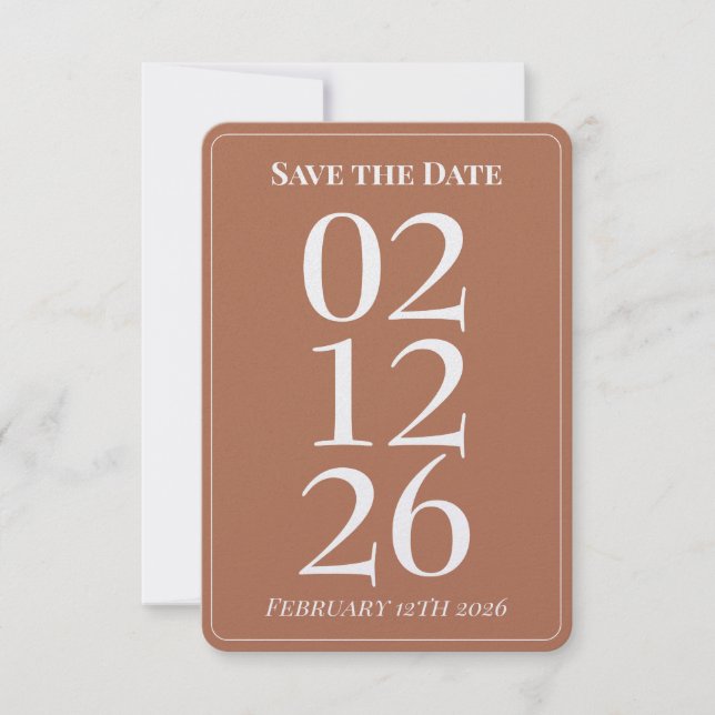 Terracotta Burn Orange Wedding Save the Date Cards (Front)