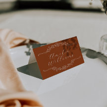 Terracotta Burnt Orang Boho Wedding Place Cards