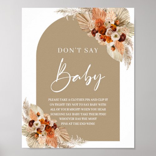 Terracotta burnt orange boho arch Dont say baby Poster