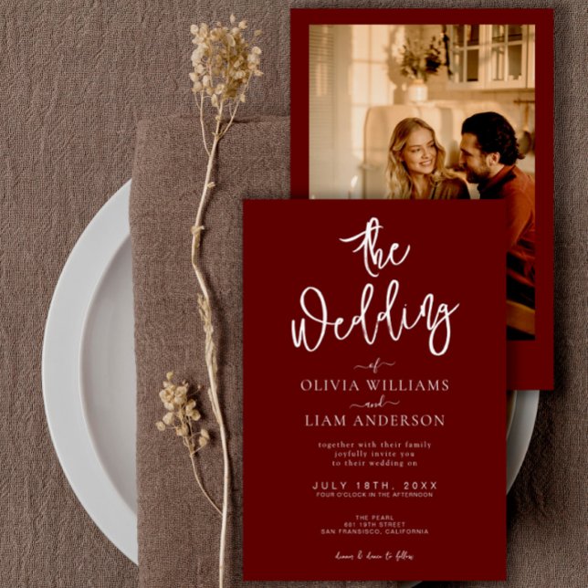 Terracotta Burnt Orange Boho Photo Wedding Invitation (Creator Uploaded)