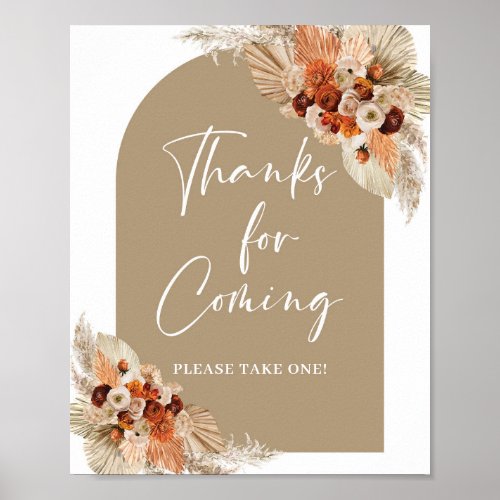 Terracotta burnt orange boho Thanks for coming Poster