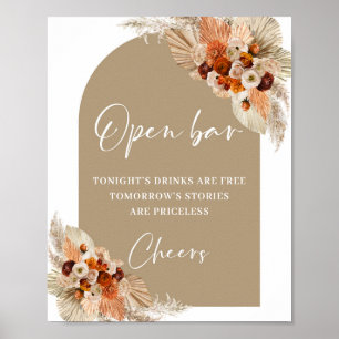 Terracotta burnt orange burgundy boho open bar poster