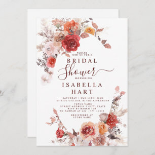 Terracotta Burnt Orange Burgundy Bridal Shower Invitation