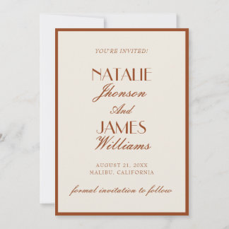 Terracotta Burnt Orange Cream Old Money Wedding Save The Date