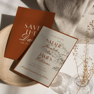Terracotta Burnt Orange Cream Old Money Wedding Save The Date