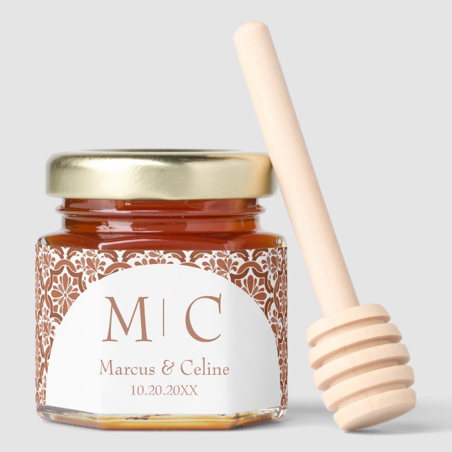 Terracotta Burnt Orange Edible Wedding Honey Jar Favors (Front)