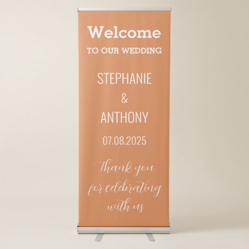 Terracotta Burnt Orange Elegant Wedding Retractable Banner