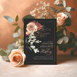 Terracotta Burnt Orange Floral Black Boho Wedding Invitation<br><div class="desc">As your guests plunge into your wedding, they will be invited to imagine an incredible journey that they’ll take with you and your beloved. Think of your wedding invitations as the opening page of a wondrous book that tells the story of your love. That’s why we offer this black floral...</div>