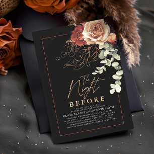 Terracotta Burnt Orange Floral Rehearsal Dinner Invitation
