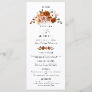 Terracotta Burnt Orange Floral Wedding Menu