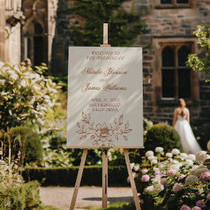 Terracotta Burnt Orange Floral Wedding Welcome Foam Board