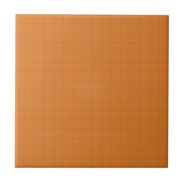 Terracotta Burnt Orange & Green Checkered Pattern  Ceramic Tile (Front)
