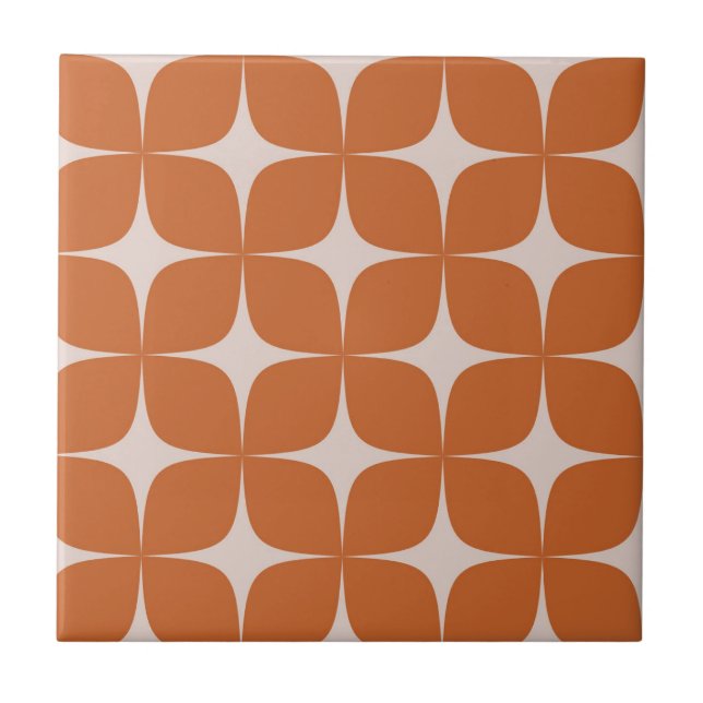 Terracotta Burnt Orange Mid-Century Modern Ceramic Tile (Front)