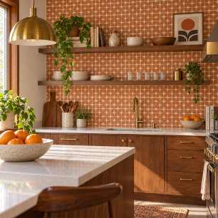Terracotta Burnt Orange Mid-Century Modern Ceramic Tile