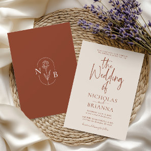 Terracotta Burnt Orange Modern Boho Wedding Invitation