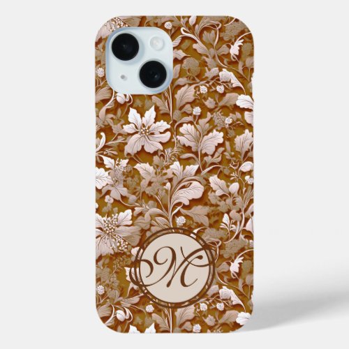 Terracotta Burnt Orange Modern botanical Boho iPhone 15 Case