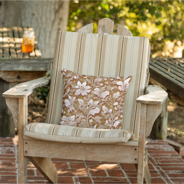Terracotta Burnt Orange Modern botanical Boho Outdoor Pillow (Chair)