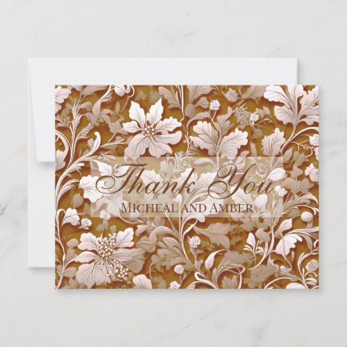 Terracotta Burnt Orange Modern botanical Boho Thank You Card