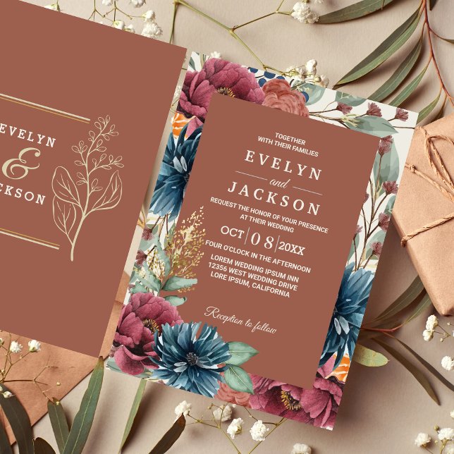 Terracotta Burnt Orange Modern Rustic Wedding  Invitation (Creator Uploaded)