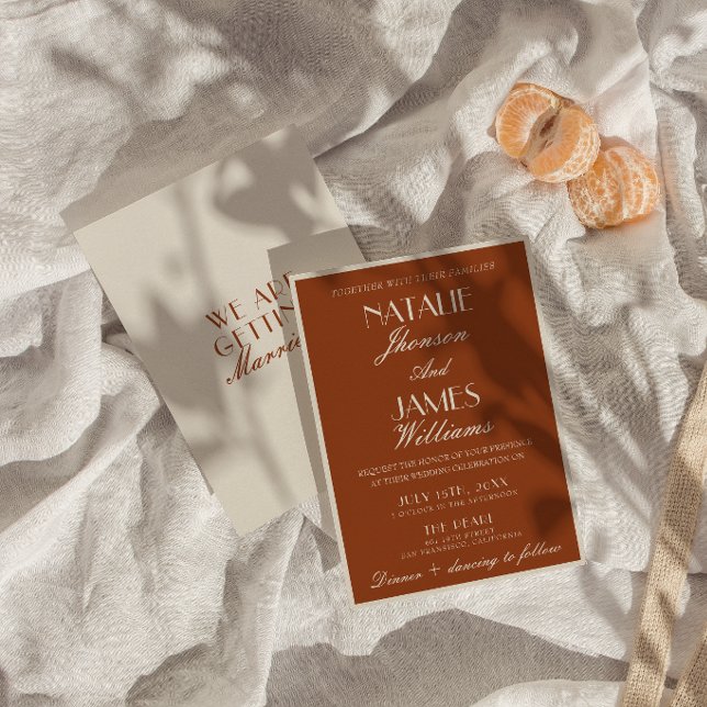 Terracotta Burnt Orange Old Money Fancy Wedding Invitation (Creator Uploaded)