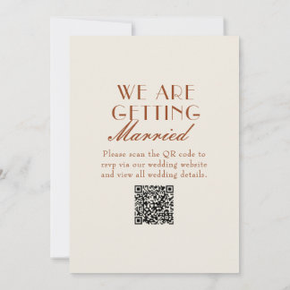 Terracotta Burnt Orange Old Money QR Code Wedding Invitation