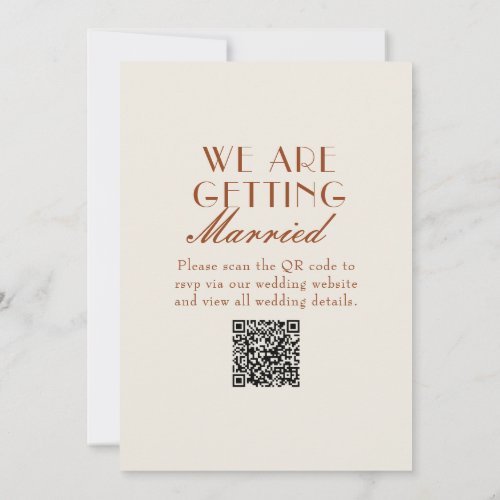 Terracotta Burnt Orange Old Money QR Code Wedding Invitation