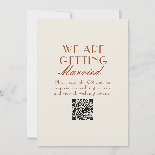 Terracotta Burnt Orange Old Money QR Code Wedding Invitation (Back)