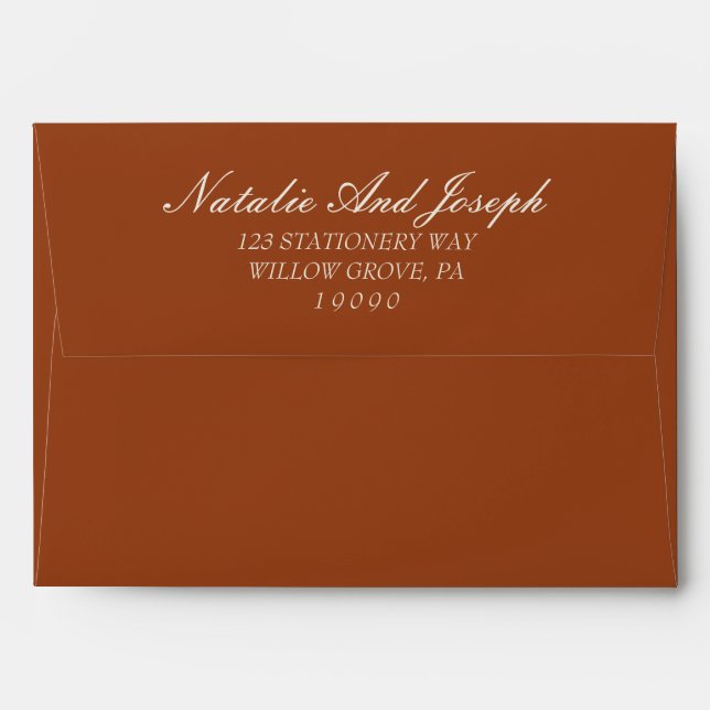 Terracotta Burnt Orange Old Money Retro Wedding Envelope (Back (Top Flap))