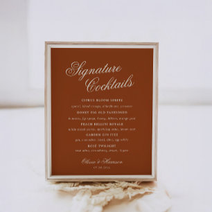 Terracotta Burnt Orange Old Money Wedding Bar Sign