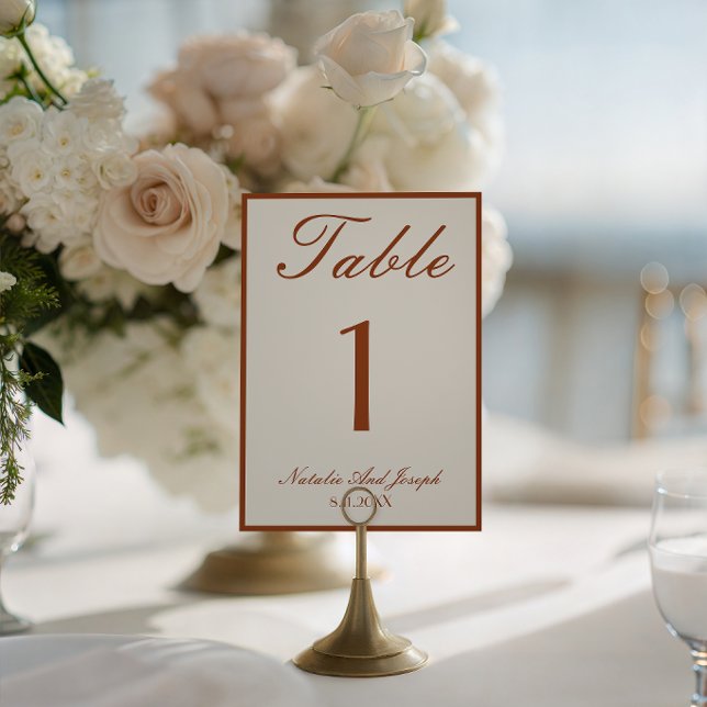 Terracotta Burnt Orange Old Money Wedding Table Invitation (Creator Uploaded)