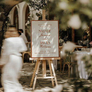 Terracotta Burnt Orange Old Money Wedding Welcome Foam Board