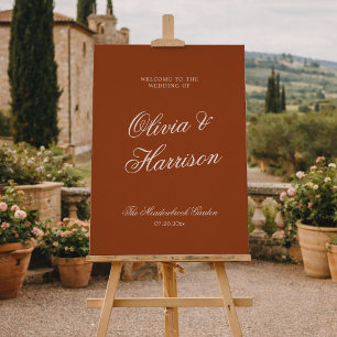 Terracotta Burnt Orange Old Money Wedding Welcome Poster