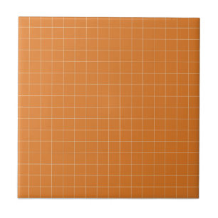 Terracotta Burnt Orange & Pale Yellow Checkered Ceramic Tile